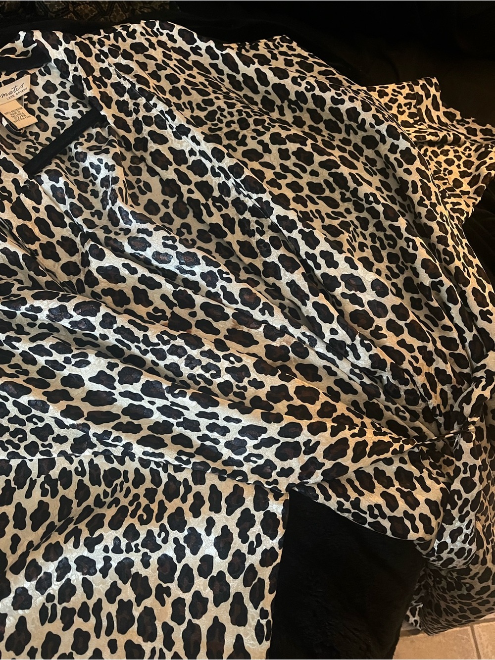 Lane Bryant Leopard Print Satin Blouse - Black & Cream